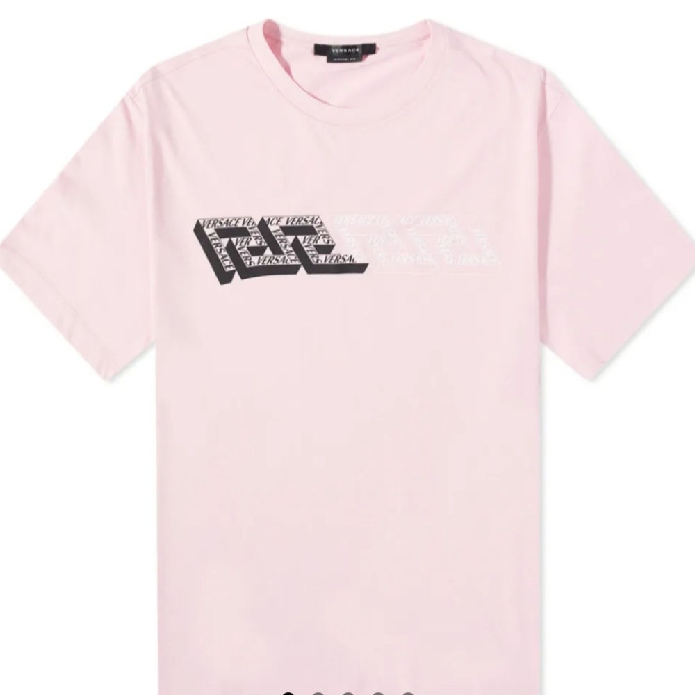 NWT Versace Men's Geo Greca Pink Graphic T-Shirt Crew Neck Size 3XL